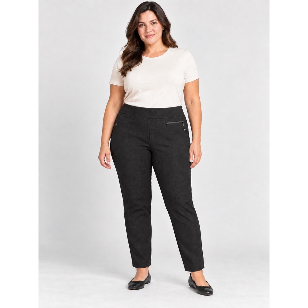 DKNY Jeans Womens XL Black Textured Pull On Slim Leg Pants NWT DWACN1005